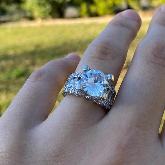 New 925 Silver Wedding Ring Sapphire Size 6-10 - Picture 6 of 11